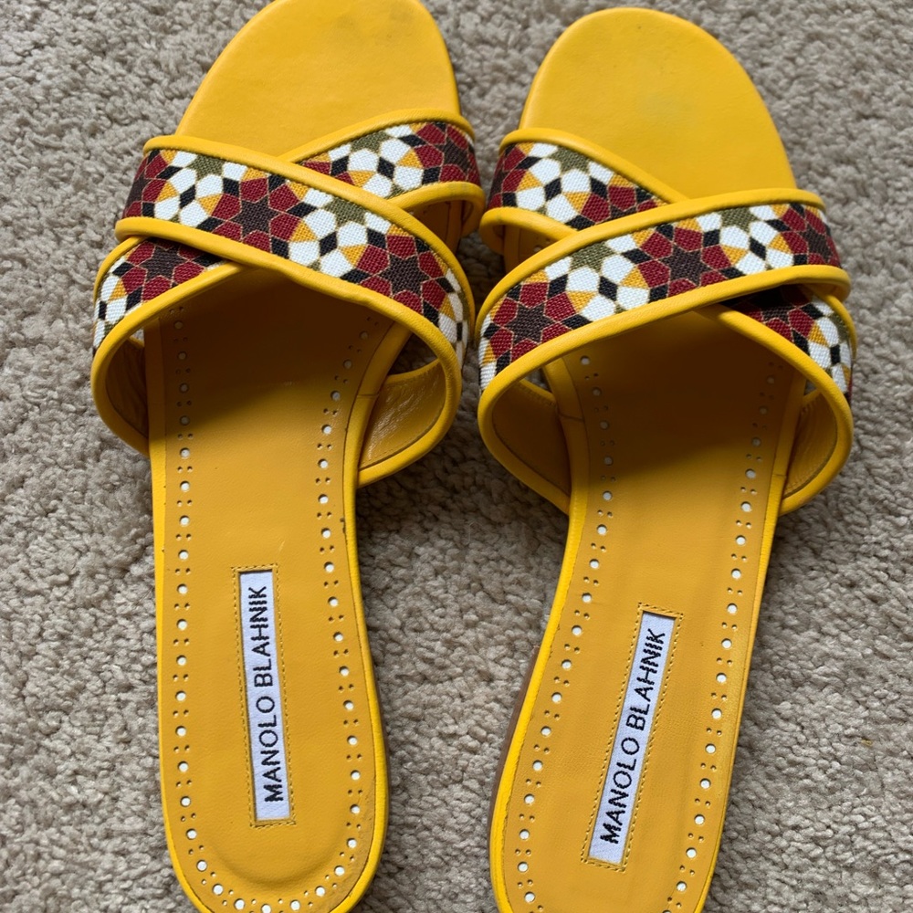 Yellow manolo sandals